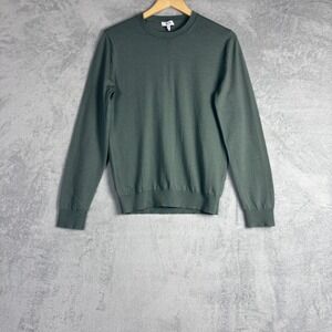 Reiss Sage Green 100% Extra Fine Merino Wool Crew Neck Sweater Womens M Preppy